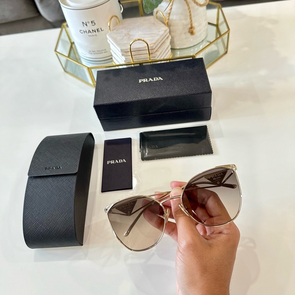 Prada Metal aviator sunglasses with triangle logo